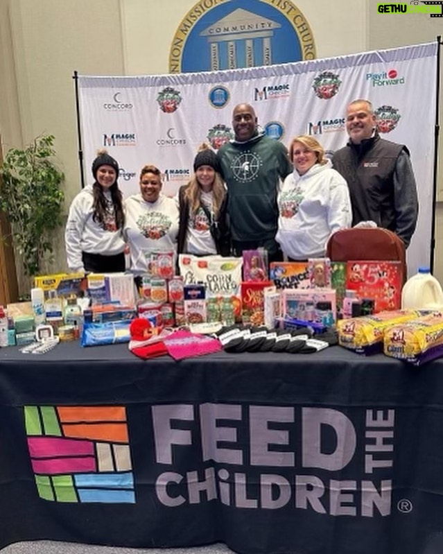 Magic Johnson Instagram - Another amazing Holiday Hope in the books, this time in my hometown Lansing, MI! We were able to feed and assist over 1,000 families and provide chips, chicken, ham, milk, bread, stuffing, soda, water, juice, toys, books, hats, cereal, protein bars, scarfs, backpacks, hygiene products, sweatshirts, turkeys, chicken broth, and canned goods. Thank you to the Magic Johnson Foundation and our incredible partners (Feed the Children, Concord Hospitality, Kroger, Mattel, Campbell’s, Frito Lay, Herbalife, One Warm Coat, Pepsi, Plezi, Power Crunch, SodexoMAGIC, Union Missionary Baptist Church - Pastor Kenny Craig and First Lady Corrie Craig) and our volunteers (Earvin Johnson Sr. Scholarship Recipients and Virginia State University) for supporting this important initiative. @feedthechildrenorg @concordhotels @pepsi @fritolay @blueplanetecoeyewear @powercrunch @herbalife @plezinutrition @krogerco @onewarmcoat @umbclansing @mattel @campbells @sodexomagic