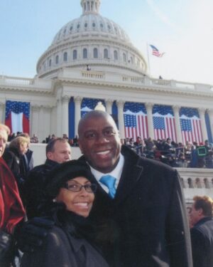 Magic Johnson Instagram - It’s an honor to say that I was in the crowd to witness the inauguration of this country’s first Black President, Barack Obama, and First Lady, Michelle Obama, in 2008! Their eight years in the White House were historic in many ways, their representation broke down barriers and inspired countless people across the country. 

I admire President Obama’s dedication to the people and the impact he’s made across the world. It was a pleasure to work with him as co-chair of My Brother’s Keeper and provide academic assistance to young minority boys under the third grade. His impact is just as nice on the basketball court, too! Cookie and I were invited to a barbecue at the White House, and I played in a pickup game with President Obama and current and former NBA players. The game was tied and President Obama drained the game-winning shot and held his Michael Jordan against Utah in the NBA Finals pose for all to see! 😂 Barack, God bless you and Michelle for changing our country and the world forever!