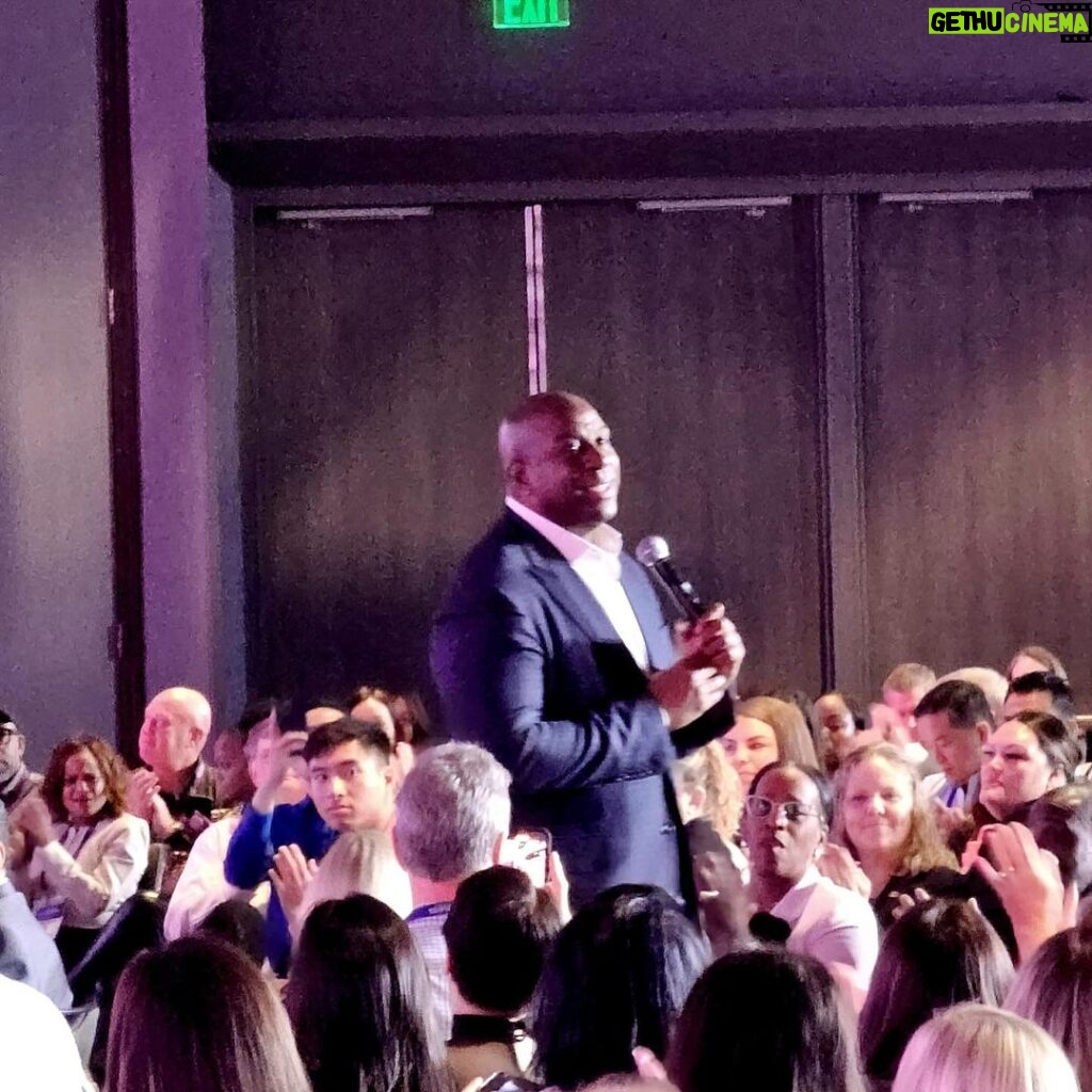 Magic Johnson Instagram - I had such an amazing time at the Heartland Dental 2023 Winter Conference in Orlando, FL this morning! The theme of the conference was “The Power of Us” so I delivered a tailor-made message to the 2,000 doctors in attendance about winning and how leaders make their employees better! Thank you to Heartland Dental Founder and Executive Chairman Dr. Rick Workman, his wife Angie, CEO Pat Bauer, and his wife Gloria for having me today!