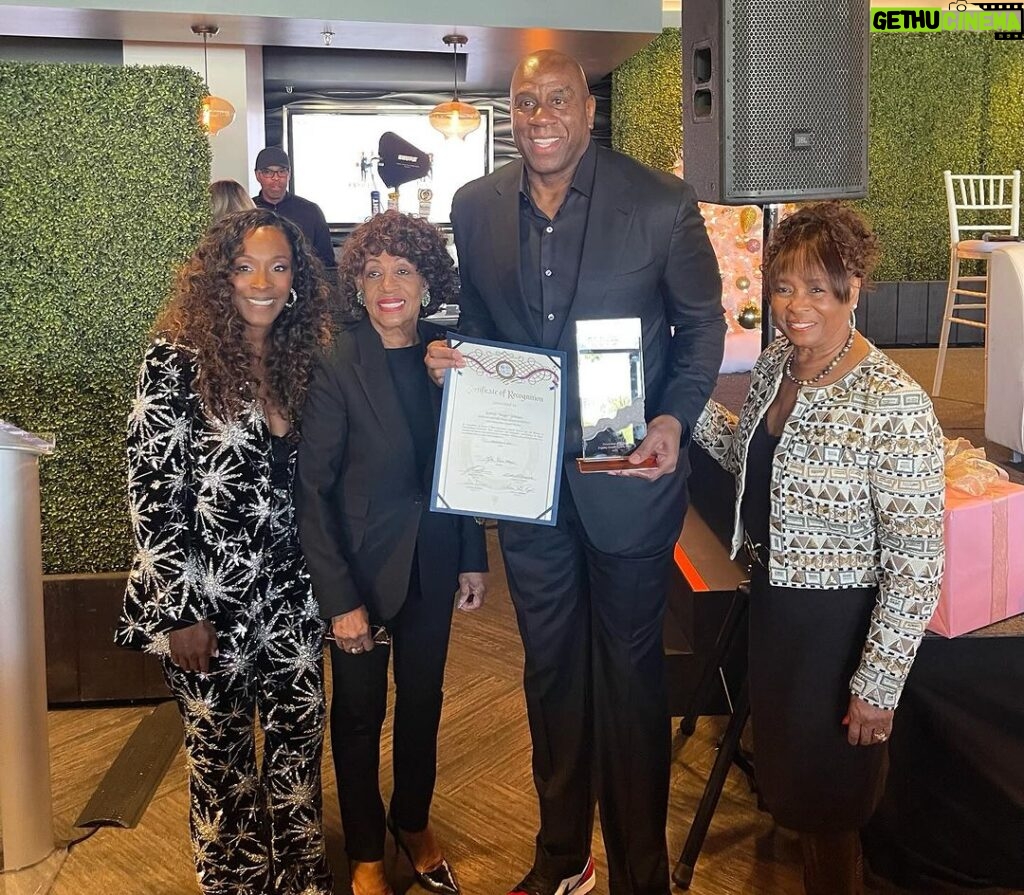 Magic Johnson Instagram - I’m so grateful to have spent the morning at the 10th Annual Women in Entertainment Luncheon with so many powerful, smart, and brilliant women making a difference in the world! Thank you to Tamala Lewis for hosting an incredible event and honoring me with the 2023 Inspiration Award 🙏🏾 I’m so glad I got to see Carson Mayor Lula Davis-Holmes and Congresswoman Maxine Waters, one of the most powerful women in the world and my great friend. We’ve been able to do great things together in the Black communities across the United States!