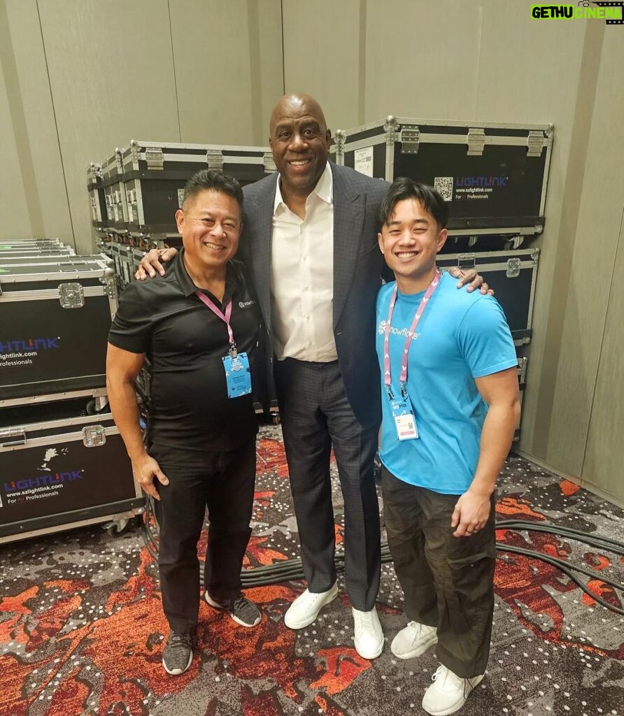 Magic Johnson Instagram - Thank you to Snowflake Corporate Creative Director Francis Mao and his son Evan for inviting me to speak to over 3,000 members of the Snowflake sales team today in Las Vegas! I really enjoyed the Q&A and the audience gave me a great response to my message about business and how I’ve been a winner and competitor on and off the court.