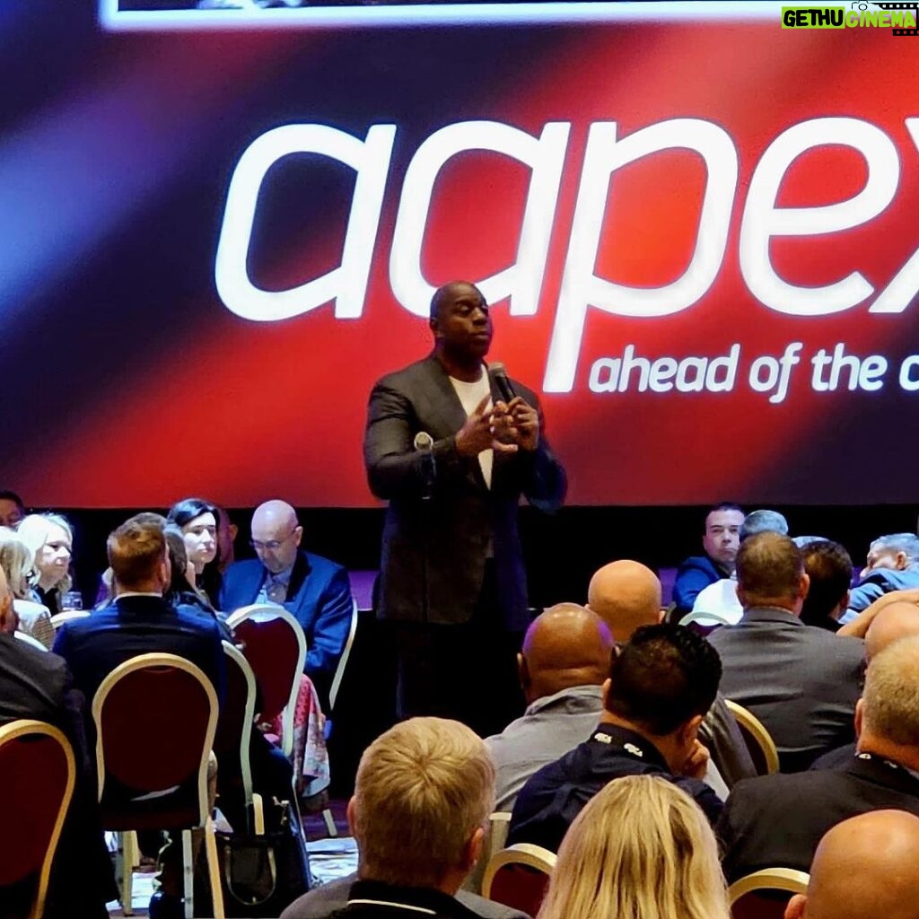Magic Johnson Instagram - This morning I spoke to a sold out breakfast of 2,000 at the AAPEX conference in Las Vegas! The even is magnificent and over 54,000 people will be attending the event over the next three days. Thank you to MEMA Aftermarket Suppliers President & CEO Paul McCarthy and Auto Care Association President & CEO Bill Hanvey for allowing me to address the audience about the Magic of Winning!
