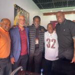 Magic Johnson Instagram - Hanging out with my brother Larry Johnson, 2X Super Bowl Champion and NFL Hall of Famer Darrell Green, Super Bowl Champion and NFL Hall of Famer Doug Williams, my great friend and Cigna President of North America Mike Triplett, and his cousin Claude at today’s Commanders game. My Commanders came up short again to the Eagles 38-31.