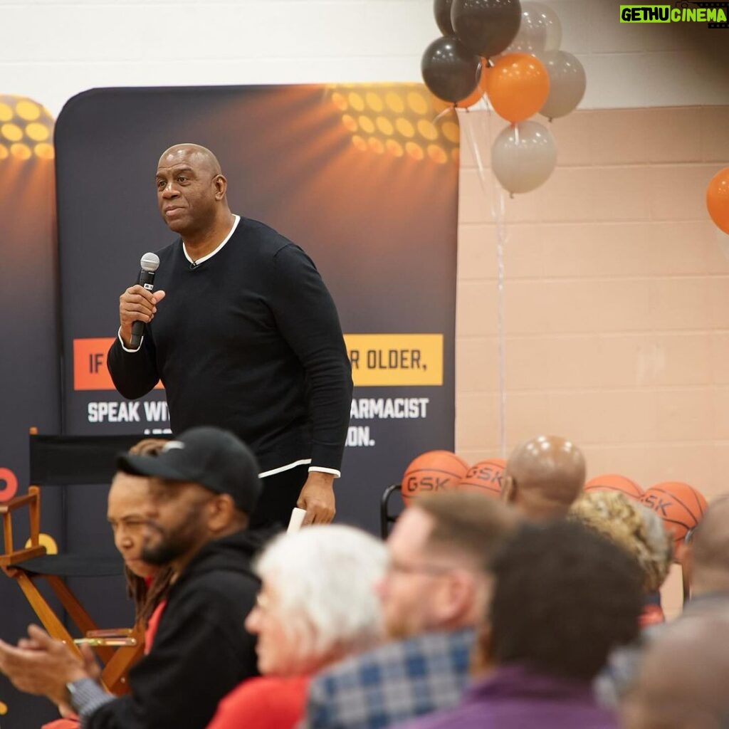 Magic Johnson Instagram - #SponsoredByGSK I am always excited to hit the road for the @sideline_rsv “Community Conversations” event series – and the one yesterday at the West Philadelphia YMCA did not disappoint! I had a great time speaking with other older adults about the risks and potential seriousness of RSV (respiratory syncytial virus) infection and how to help protect themselves. If you’re 60 and over, talk to your doctor or pharmacist about RSV and vaccination. Visit www.SidelineRSV.com for more.