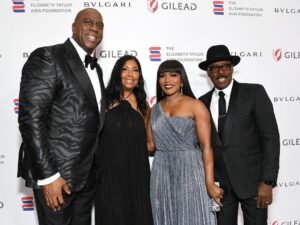 Magic Johnson Instagram - To our great friends Angela Bassett and Courtney B. Vance, thank you for hosting last night’s gala and bringing the fun and laughs like always. It wouldn’t have been a party without an epic performance from the legendary 7-time Grammy Award winning artist and the empress of soul Gladys Knight! 

To all of our family, friends, and business partners, thank you for supporting us at this special event and writing checks for a great cause. Sam and LaTanya Jackson, thank you for your contribution and appearance. John and Vicki Palmer, Josh and Marjorie Harris, Judge Greg Mathis and Linda Mathis, Kyle and Brittany Bell, Lakers, Dodgers, LAFC, Mike Triplett and Cigna, Equitrust, JLC, SodexoMagic, Grant Tani Barash & Altman, H.Wood media, and Canyon Partners; We are humbled by the turnout. This is the most successful Ball to End AIDS and the most money raised in the history of the event!

📸: Getty Images