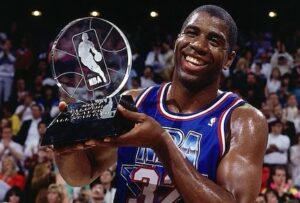 Magic Johnson Instagram - The 1992 All-Star game is a core memory of mine! I owe so much to Commissioner David Stern allowing me to play in the game and helping me change the world after my diagnosis. Love the last couple minutes of the game, competing against my two good friends and NBA greats Michael Jordan and Isiah Thomas. Looking forward to watching this year’s All-Stars play tonight!