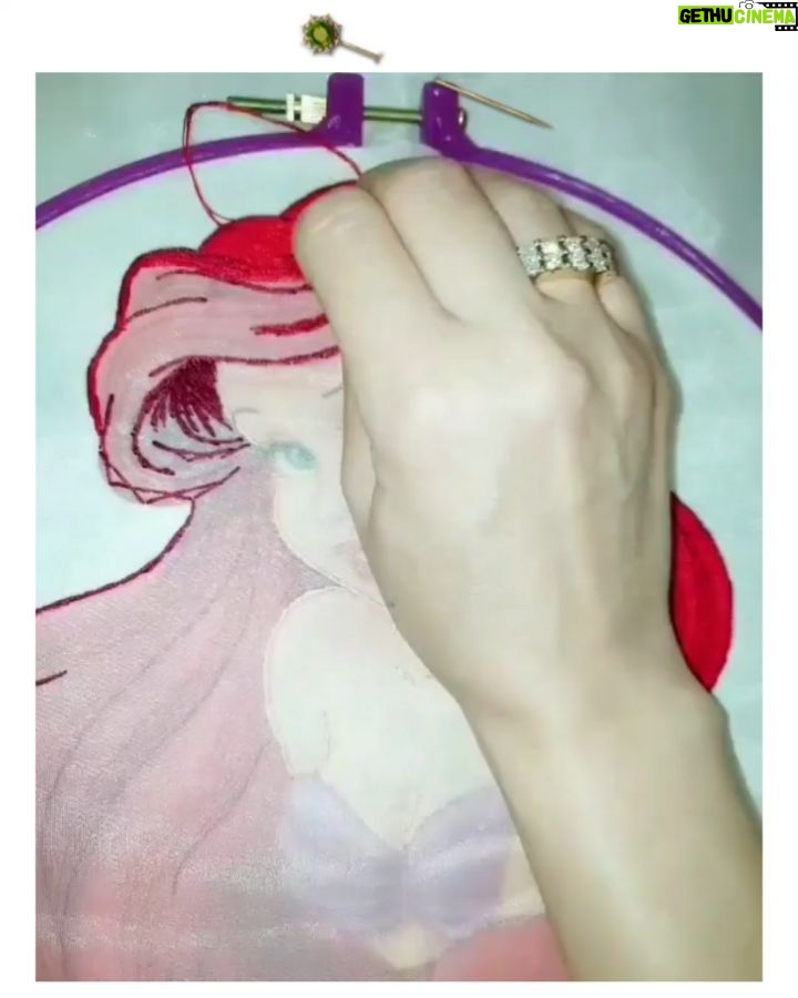 Mai Ezz ElDein Instagram - #currentproject 🧵🧶✂ #ariel #hobby #Embroidery #embroideryart #dmcthreads #dmc . #هواياتي #هدوء