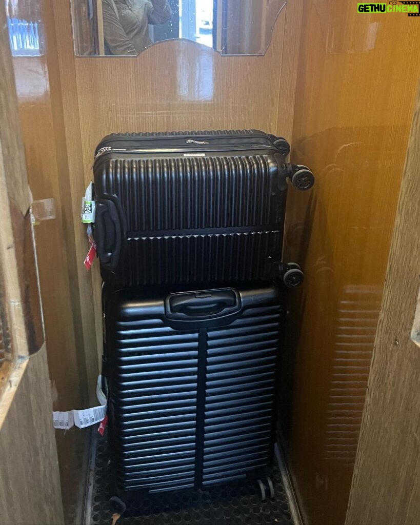Maia Mitchell Instagram - Squeezing suitcases in tiny elevators! This is just a humble brag at how little I packed for this big old trip, thank you thank you.