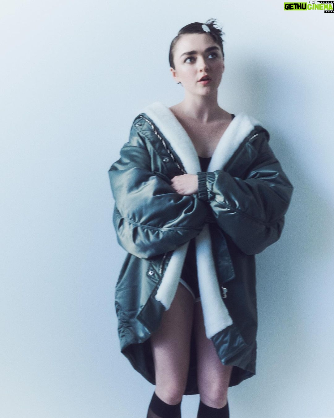 Maisie Williams Instagram - i teamed up with Shoreditch Ski Clurb to create the exclusive Mazi Coat - designed to keep you warm on-set and off-duty alike. all profits will be donated to @themaziproject, the Bristol-based, youth-led charity empowering disadvantaged 16-25 year olds through food, whilst supporting care leavers, young asylum seekers and those recovering from homelessness and fleeing domestic violence. available exclusively on shoreditchskiclub.com @shoreditchskiclub Creative Director @wilbeedle Photographer @amitisraeli1 Stylist @danielleemerson Director @robertnetherystudio Hair Stylist @kotasuizu Make-up Artist @mathiasvanhooff