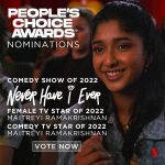 Maitreyi Ramakrishnan Instagram - This. Is. Wild!!😱❤️ Thank you guys so much for these insane nominations. It’s always so awesome to see such hype over @peopleschoice because it’s coming straight from the fans!! So much love to you all. Seriously I am so thankful and am always happy to make people laugh through comedy❤️ Link is in my bio to vote (you can vote every day!) #PCAs