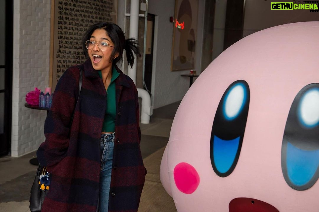 Maitreyi Ramakrishnan Instagram - Well I met my hero and I was NOT disappointed. I got to celebrate the release of Kirby’s Return to Dream Land Deluxe which is now available on the Nintendo Switch with Kirby himself! This was the best surprise ever!💗🍭⭐️ For real though, this surprise was super thoughtful. Thank you #nintendocanada so much. I am truly grateful for all the thought and effort that went behind this day. Young me would never believe that this would be my life😭💖⭐️ #nintendo #nintendoswitch #kirby #gifted