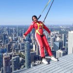 Maitreyi Ramakrishnan Instagram - throwback to when I came home to Canada and the first thing I did was go with @planinternational @plancanada to do the CN tower edge walk. I loved seeing this beautiful view that also included seeing all the traffic I’d have to deal with on the way home😐😂