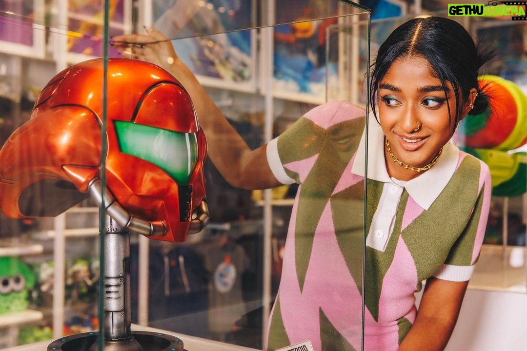 Maitreyi Ramakrishnan Instagram - A wild Maitreyi has appeared!⚡️ @thrillist got to write an article about me while I ran around the @nintendonyc store like a kid in a candy store. Be sure to check out me being a PEAK nerd🥹❤️ 📸: @colesaladinophoto