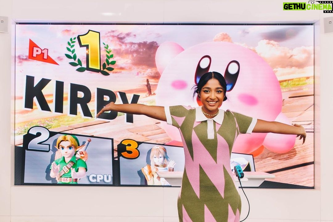 Maitreyi Ramakrishnan Instagram - A wild Maitreyi has appeared!⚡️ @thrillist got to write an article about me while I ran around the @nintendonyc store like a kid in a candy store. Be sure to check out me being a PEAK nerd🥹❤️ 📸: @colesaladinophoto