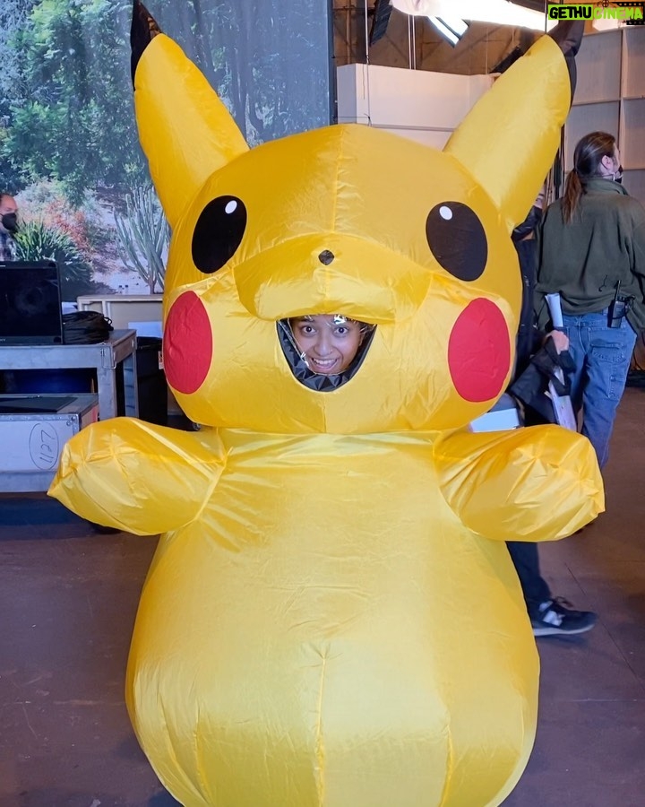 Maitreyi Ramakrishnan Instagram - Who’s that Pokémon!?⚡️💛 In the quick moments I had free time while filming, these are the shenanigans I’d get up to. Shooting in the middle of a pandemic can be tough on your mental health so you gotta make sure you’re able to have some laughs. This is what I came up with to surprise the crew and honestly, probably will do this on all my future projects💛😂 (I did this on multiple days because I mean it really was absolutely fun)