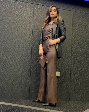 Malak Ahmed Zaher Instagram - From @ziadbourji 's film premiere wala ghalta 🤎 

Outfit from: @be_my_guest_shopping 
Makeup by: @mayayammine 
Hair: @vicken.b @shanttavitian