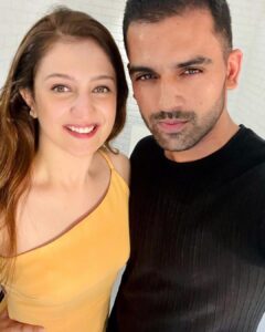 Malti Chahar Instagram - And my brother is taken❤️💍 Lo mil gayi bhabhi😁. She is Jaya Bhardwaj and she isn’t a foreigner…Delhi Ki ladki h. God bless you both😘 #engagement #love Love Birds