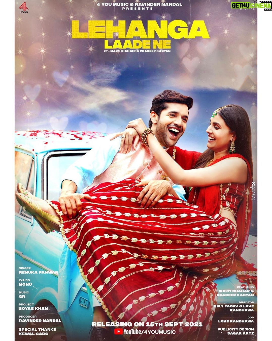 Malti Chahar Instagram - “Lehanga Laade Ne” ❤️ Releasing on 15th September only on @4youmusicofficial Youtube Channel 👍🏻 . . Song-Lehanga Laade Ne Starring- Malti Chahar @maltichahar & Pradeep Kadyan @pradeepkadyan_official Singer- Renuka Panwar @renukapanwar Lyrics- Monu Music- GR Music Director- Love Randhava & Riki Yadav @rikiyadavofficial Dop- Love Randhava @Love_randhawa_82 Digital Partner- @coin_digital Special Thanks- Kewal Garg @gargkewal15 Project Head- Rajvir Saini @rajvirsainiofficial Producer- Ravinder Nandal @Ravinderknandal #lehangalaadene #music #genre #song #songs #melody #hiphop #rnb #pop #haryanvitrack #haryanvireels #haryanviswag #myjam #party #partymusic #newsong #favoritesong #listentothis #4youmusic