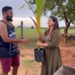 Manimegalai Instagram - Planting தென்னை மரம் in my place is My life time dream, ஆசை & it happened today 🌴🌴🌴 My love for தென்னை மரம் never ends 😍😍 Our first set of trees in Farm House 🫶💛 PS : We planted only after removing cover. It just look like black colour sand. VC : @gunasphere #HussainManimegalai #tendercoconut #village #nature