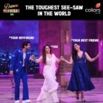 Mannara Instagram - Bhagwaan iss see-saw ke kisi bhi side bitha de lekin centre mein na bithaaye. 😂🙈 Dekhiye #DanceDeewane, har Sat-Sun raat 9:30 baje, sirf #Colors aur @officialjiocinema par. @madhuridixitnene @memannara @aebyborntoshine