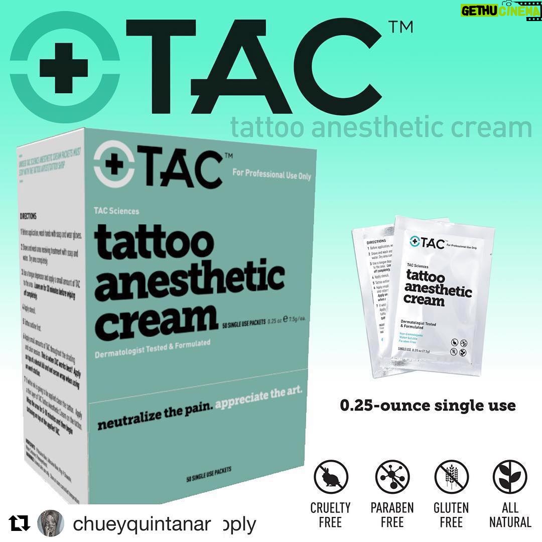 Manny Montana Instagram - Best thing EVER when getting a tattoo and for it to heal properly! Get at my brother @chueyquintanar for all the details. @tacsciences @ultimatetattoosupply