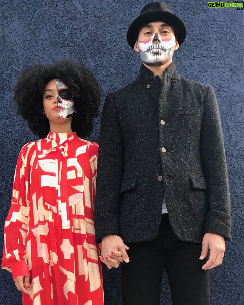 Manny Montana Instagram - I married her in our past life, our present, and will find her again in our next. @adelfamarr #halloween #halloweenmakeup
