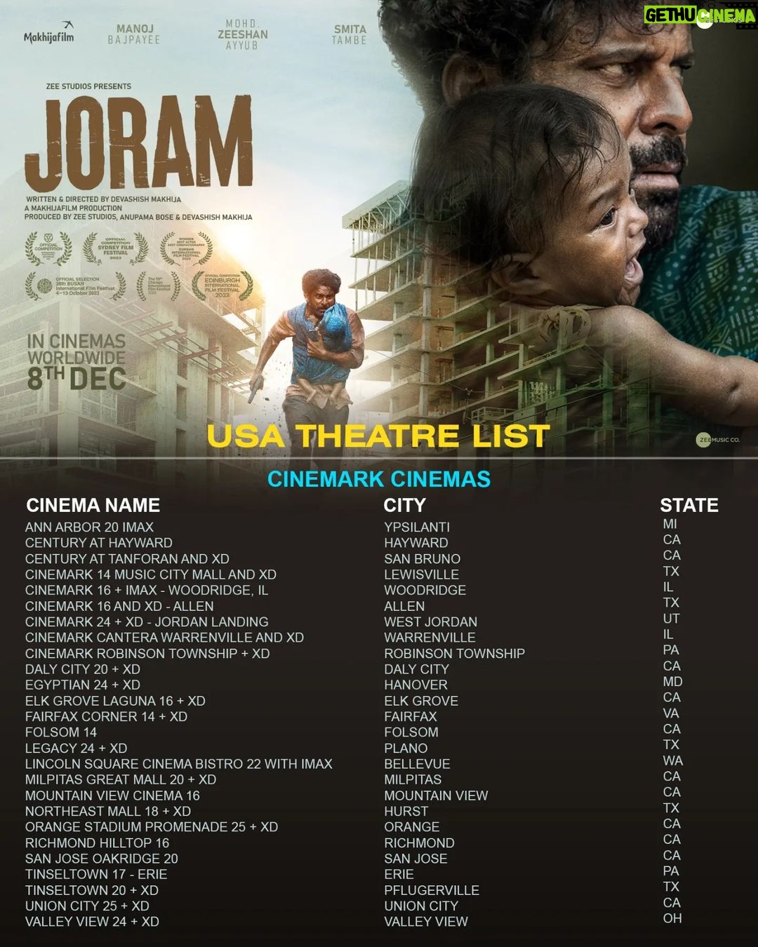 Manoj Bajpayee Instagram - Step into Dasru's world as he confronts danger for his survival. The captivating story is now playing in theatres overseas. Book your tickets now (Link in bio) #Joram in cinemas tomorrow. @zeestudiosofficial @mohdzeeshanayyub @nakedindianfakir @village_at_makhijafilm @nowitsabhi @smitatambe @tannishtha_c @meghamathurhere @nimmyraphel @bose.anupama @deepaksimhal @piyushputy @avrobanerjee @mangeshdhakde @sidmeer @viraj_selot @ipankajbatra @joshi.ashvin @dhiman.karmakar @castingbay @ashimaavasthi @callmenabo @zeemusiccompany
