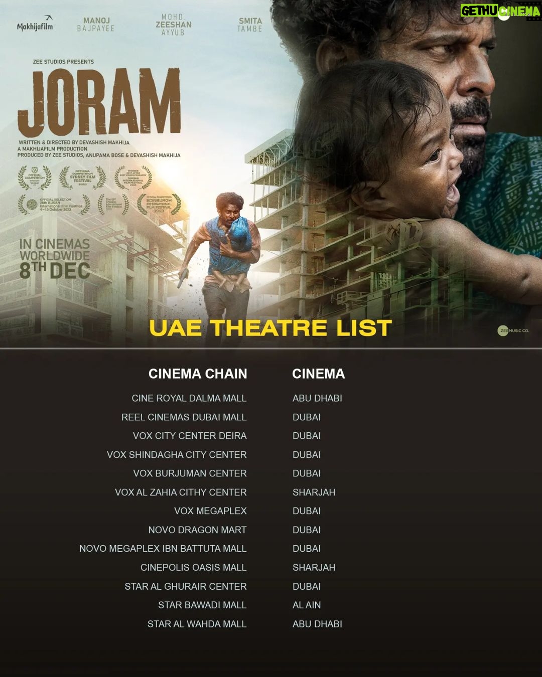 Manoj Bajpayee Instagram - Step into Dasru's world as he confronts danger for his survival. The captivating story is now playing in theatres overseas. Book your tickets now (Link in bio) #Joram in cinemas tomorrow. @zeestudiosofficial @mohdzeeshanayyub @nakedindianfakir @village_at_makhijafilm @nowitsabhi @smitatambe @tannishtha_c @meghamathurhere @nimmyraphel @bose.anupama @deepaksimhal @piyushputy @avrobanerjee @mangeshdhakde @sidmeer @viraj_selot @ipankajbatra @joshi.ashvin @dhiman.karmakar @castingbay @ashimaavasthi @callmenabo @zeemusiccompany