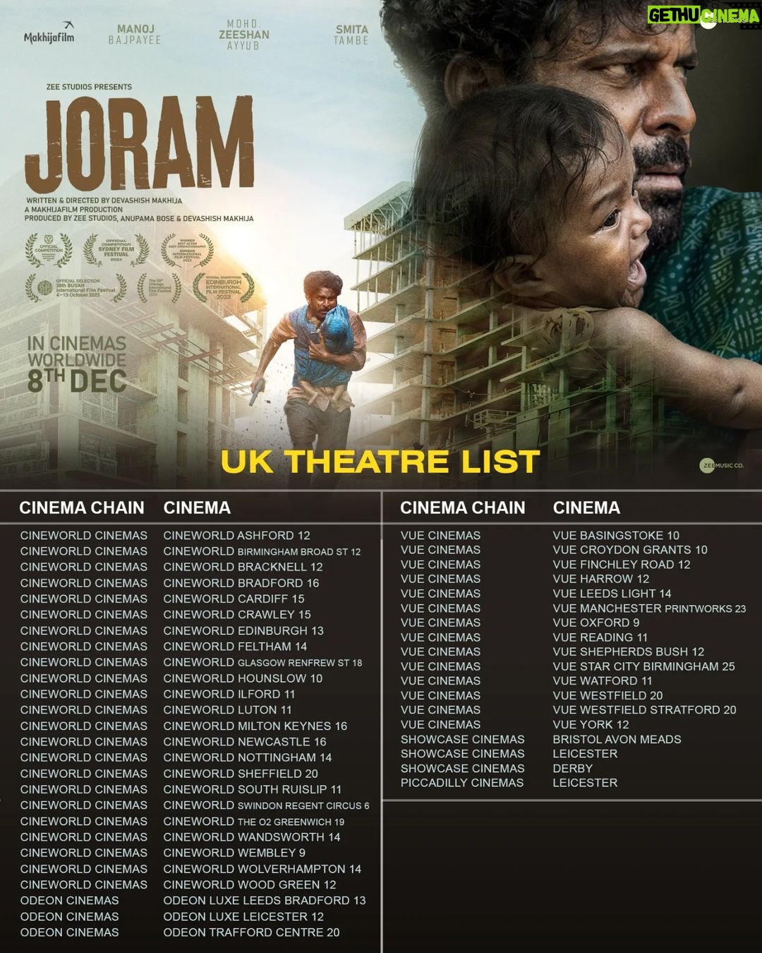 Manoj Bajpayee Instagram - Step into Dasru's world as he confronts danger for his survival. The captivating story is now playing in theatres overseas. Book your tickets now (Link in bio) #Joram in cinemas tomorrow. @zeestudiosofficial @mohdzeeshanayyub @nakedindianfakir @village_at_makhijafilm @nowitsabhi @smitatambe @tannishtha_c @meghamathurhere @nimmyraphel @bose.anupama @deepaksimhal @piyushputy @avrobanerjee @mangeshdhakde @sidmeer @viraj_selot @ipankajbatra @joshi.ashvin @dhiman.karmakar @castingbay @ashimaavasthi @callmenabo @zeemusiccompany