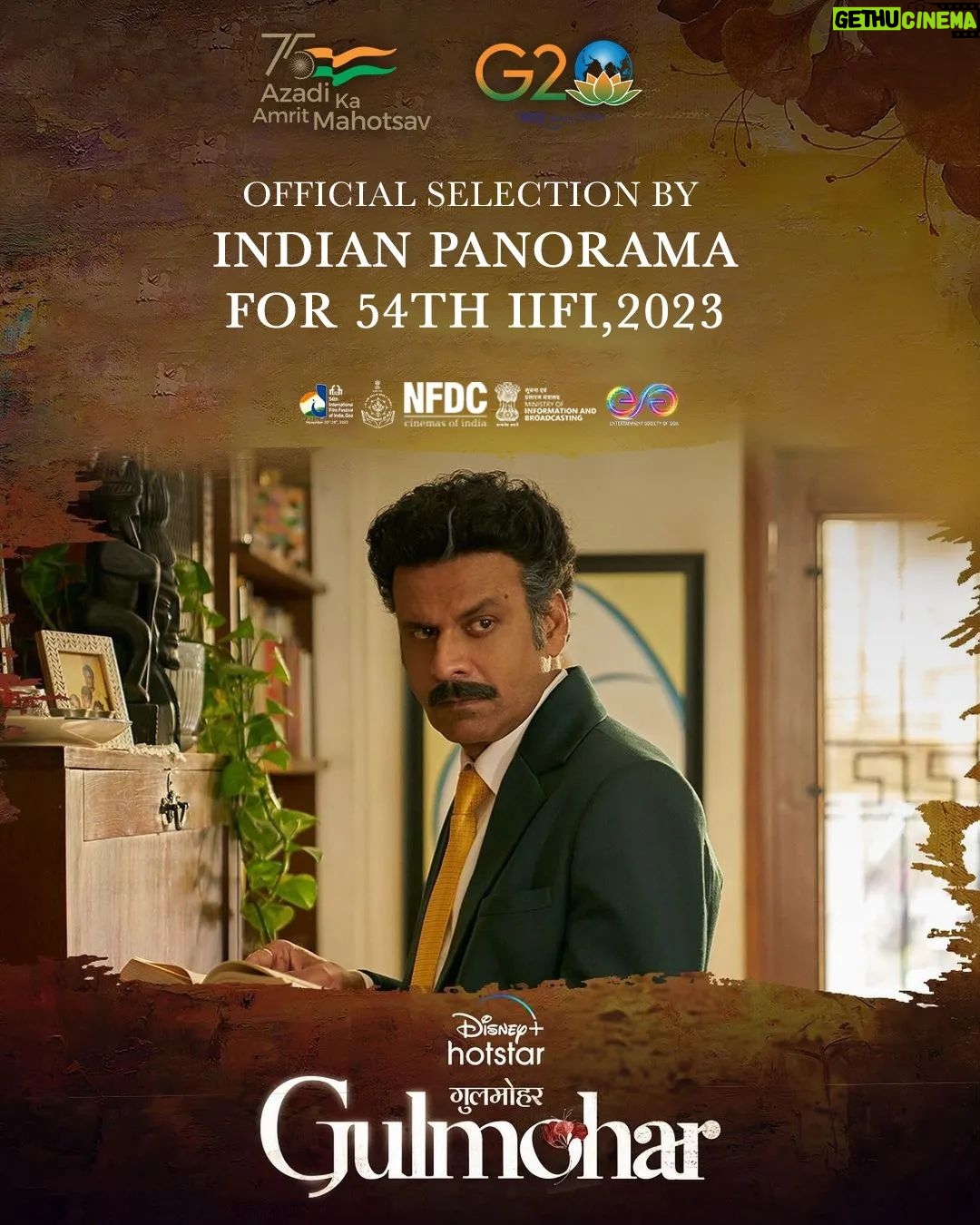 Manoj Bajpayee Instagram - Elated to see #Gulmohar shortlisted for the Indian Panorama at the 54th IFFI 2023 (@iffigoa). A journey made memorable with a fantastic director, dedicated producers, and a cast and crew that brought their A-game. Thank you @iffigoa @simranrishibagga @surajsharmagram @rahulchittella @chalkboardentertainment @vikeshbhutani @gitika.aggarwal @starstudios @disneyplushotstar
