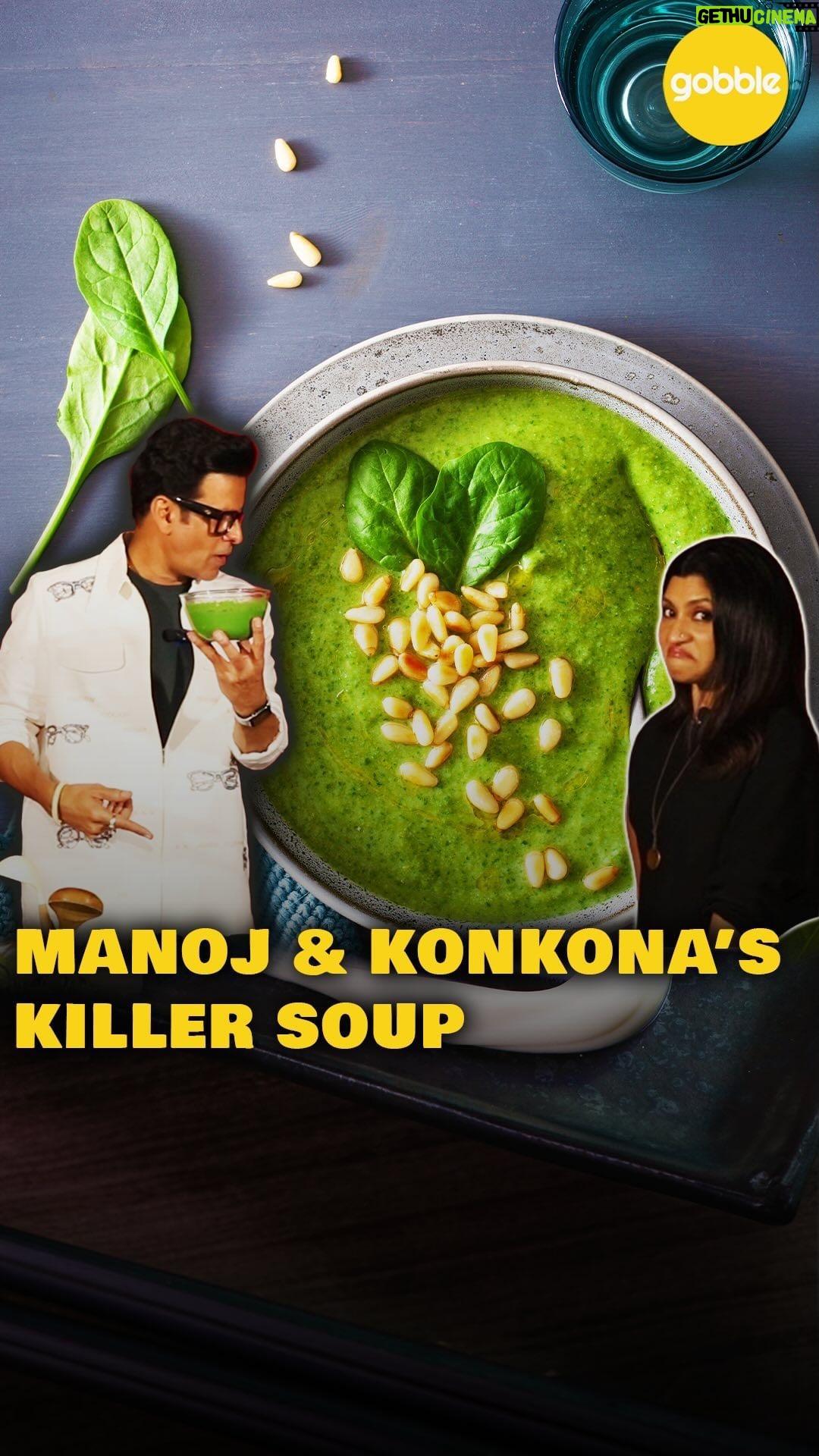 Manoj Bajpayee Instagram - Manoj Bajpayee’s “Palak Ka Shorba” actually turned out to be killer😍😋. A perfect match of healthy and tasty. Do try and let us know how it was! Recipe: 1. In a blender, add 1 cup of blanched spinach, 2 tbsp of onion and garlic sauteed, 1/2 cup of coriander and 1/4 cup of mint. Blend until smooth. 2. In a pan add the puree and add, salt 1 tsp jeera powder, 1 tsp black pepper powder, some chilli flakes if desired and 2tbsp cream. Bring it to a boil and serve. Production team : @deconstructed_by_rishabh @prollyhussainscooking #manojbajpayee #konkonasensharma #soup #recipe #cooking #fun #reels #food #foodie