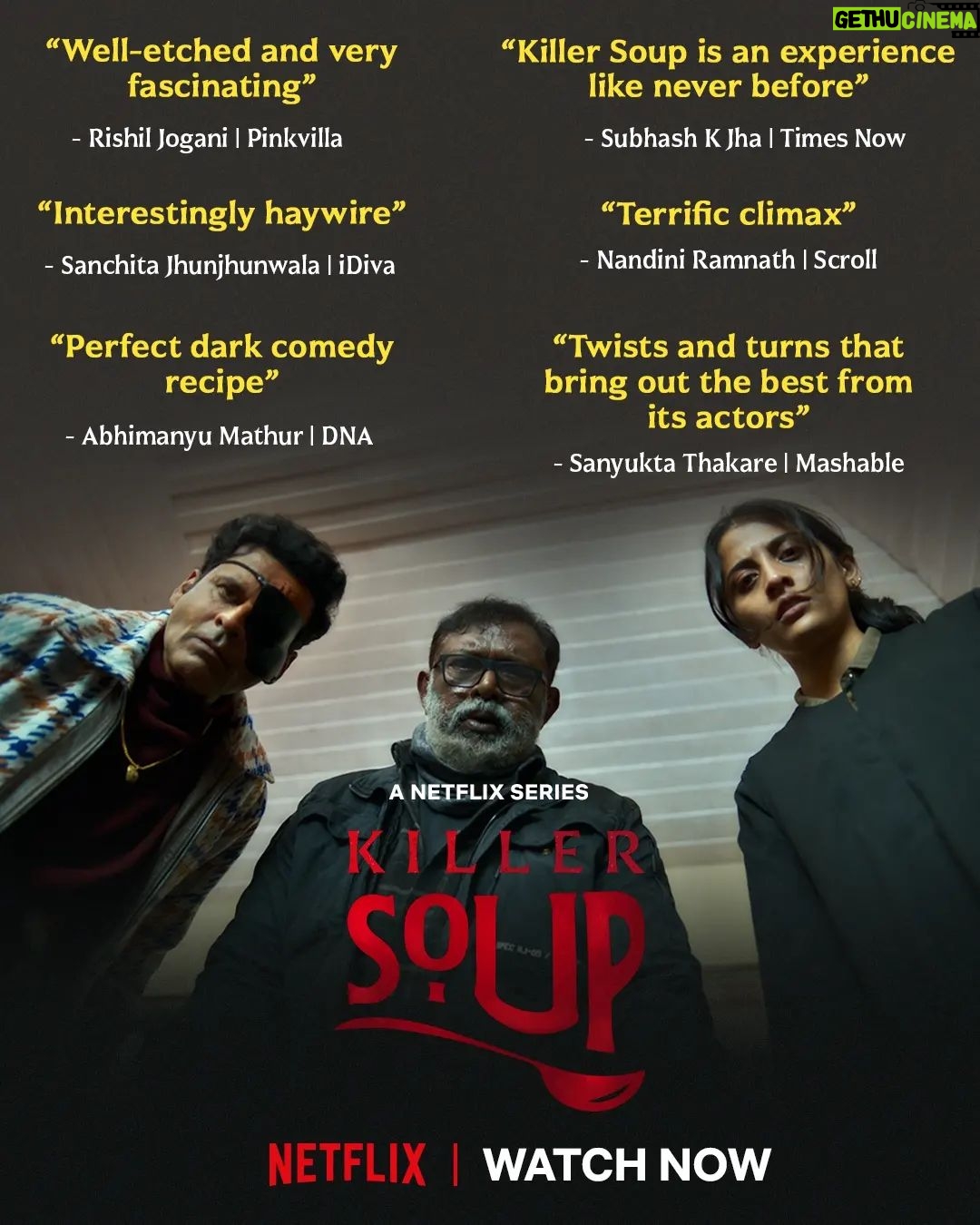 Manoj Bajpayee Instagram - Looks like everyone loves the taste of KILLER SOUP πβ€οΈπ² Killer Soup is now streaming, only on Netflix! #KillerSoup #KillerSoupOnNetflix @netflix.in @konkona @kameelanasser #Nasser @sayaji_shinde @lal_director @abhishekchaubey @honeytrehan @macguffinpictures #chetanakowshik #BimalParekh @unaizamerch @nobleanant @harappan @siva_ananth @pranafilms.in @anujdhawan13 @anandbansal2810 @tripathiankur @chowfin @operationfail @amritsingh099 @teebirdyfly @shivankkapoor @jayadevan_chakkadath #kunalsharma #meghnamanchandasen @djangokaza @narenandbenedict #shrikantdesai @dirty_hands_studio @varshacasts @pooobrain @m_u_k_t_a @anbu_thasan @anulanavlekar #KaniKusruti
