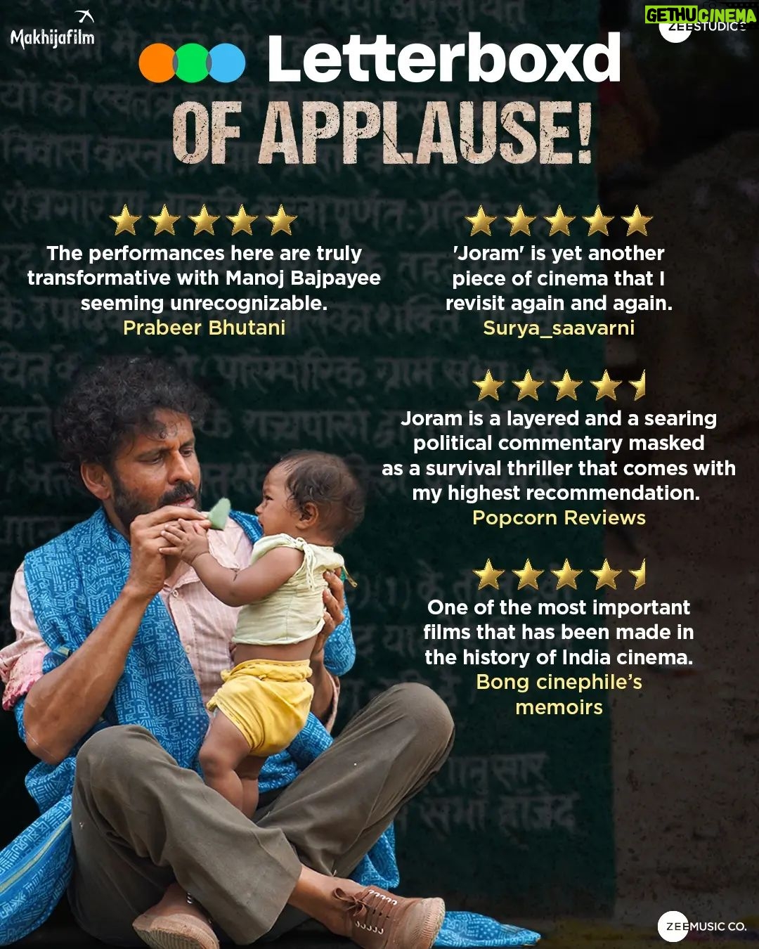 Manoj Bajpayee Instagram - A sincere thank you to @letterboxd users for embracing Joram with love and enduring support! Book your tickets! (Link in bio) #Joram in cinemas worldwide now. @zeestudiosofficial @mohdzeeshanayyub @nakedindianfakir @village_at_makhijafilm @nowitsabhi @smitatambe @tannishtha_c @meghamathurhere @nimmyraphel @bose.anupama @deepaksimhal @piyushputy @avrobanerjee @mangeshdhakde @sidmeer @viraj_selot @ipankajbatra @joshi.ashvin @dhiman.karmakar @castingbay @ashimaavasthi @callmenabo @zeemusiccompany