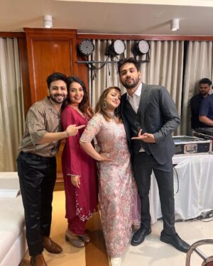 Mansi Srivastava Instagram - #ruha ‘s love ❤️ begins and HOW 💙 
 Cannot express all the madness that happened in this #sangeet 
What a fabulous mixture of dancing and singing 💃

All hearts for both sides of the families 😇 may the blessings and happiness never fall short 🎊🥰
Let the celebrations begin @nehalaxmi_ @rudrayshjoshii 
Wearing @lavanyathelabel 
#jewellery @chitradee.official
#Makeup n
Hair by @makeupbynainaa