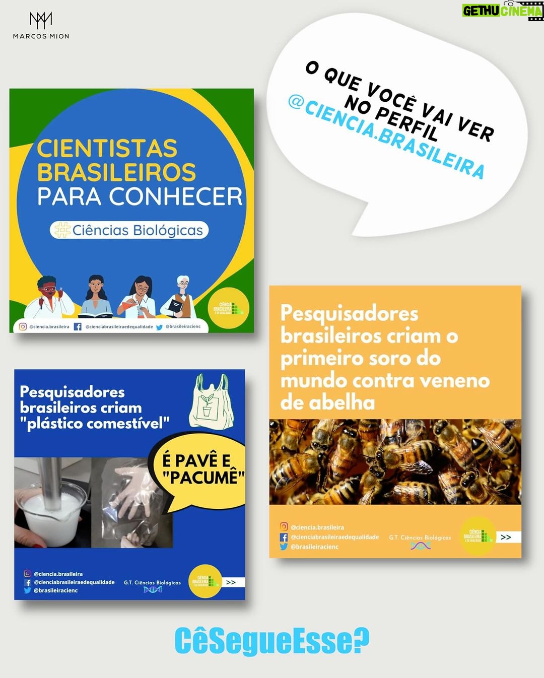 Marcos Mion Instagram - SERÁ QUE VOCÊ CONHECE ESSE PERFIS?🤔👇 Chegou mais uma edição incrível do #CeSegueEsse, com indicações que vão diversificar o seu feed: 💥 Geisa Farini (@geisafarini): Conheça o perfil inspirador dessa engenheira de software cega. Em suas postagens, ela compartilha seu dia a dia como profissional de tecnologia. Além disso, usa seu espaço para disseminar informação e muita conscientização sobre acessibilidade e inclusão no ambiente de trabalho e na sociedade em geral. 💥 Bruno Pirozzi (@bruno_pirozzi): um profissional do audiovisual que analisa em vídeos curtos cenas de filmes, clipes, e até campanhas publicitárias, sempre compartilhando detalhes exclusivos sobre o processo criativo por trás de cada cena. Uma visão única do mundo audiovisual com uma linguagem fácil que vai encantar a todos. 💥 Ciência Brasileira (@ciencia.brasileira): um perfil que se dedica a divulgar trabalhos e pesquisas desenvolvidos por cientistas nacionais, com uma linguagem simples e acessível. que tem como missão popularizar a ciência desenvolvida no país, visando a importância do trabalho e investimentos, que muitas vezes ainda não são valorizados. Qual perfil com até 250K de inscritos você indicaria pra aparecer aqui na próxima semana??? COMENTE ⤵️