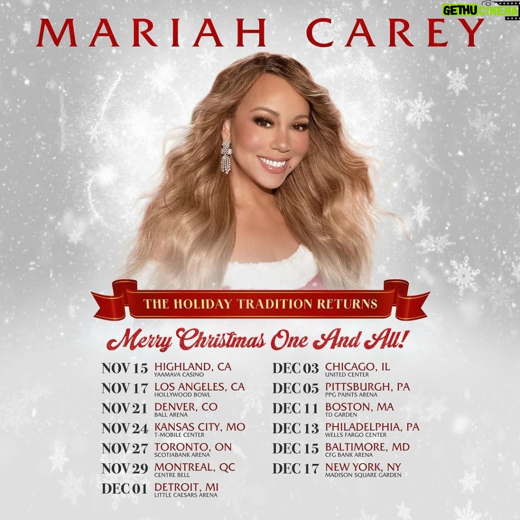 Mariah Carey Instagram - Yes, the actual defrosting has begun! 🧊 Announcing the MERRY CHRISTMAS ONE AND ALL Tour!🎄❤️ On sale 10/6