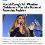 Mariah Carey Instagram – I’m honored beyond belief! 
I definitely did not even imagine this would happen when writing and recording this song! Thank you so much Ms. Hayden and the @librarycongress 💝🦋