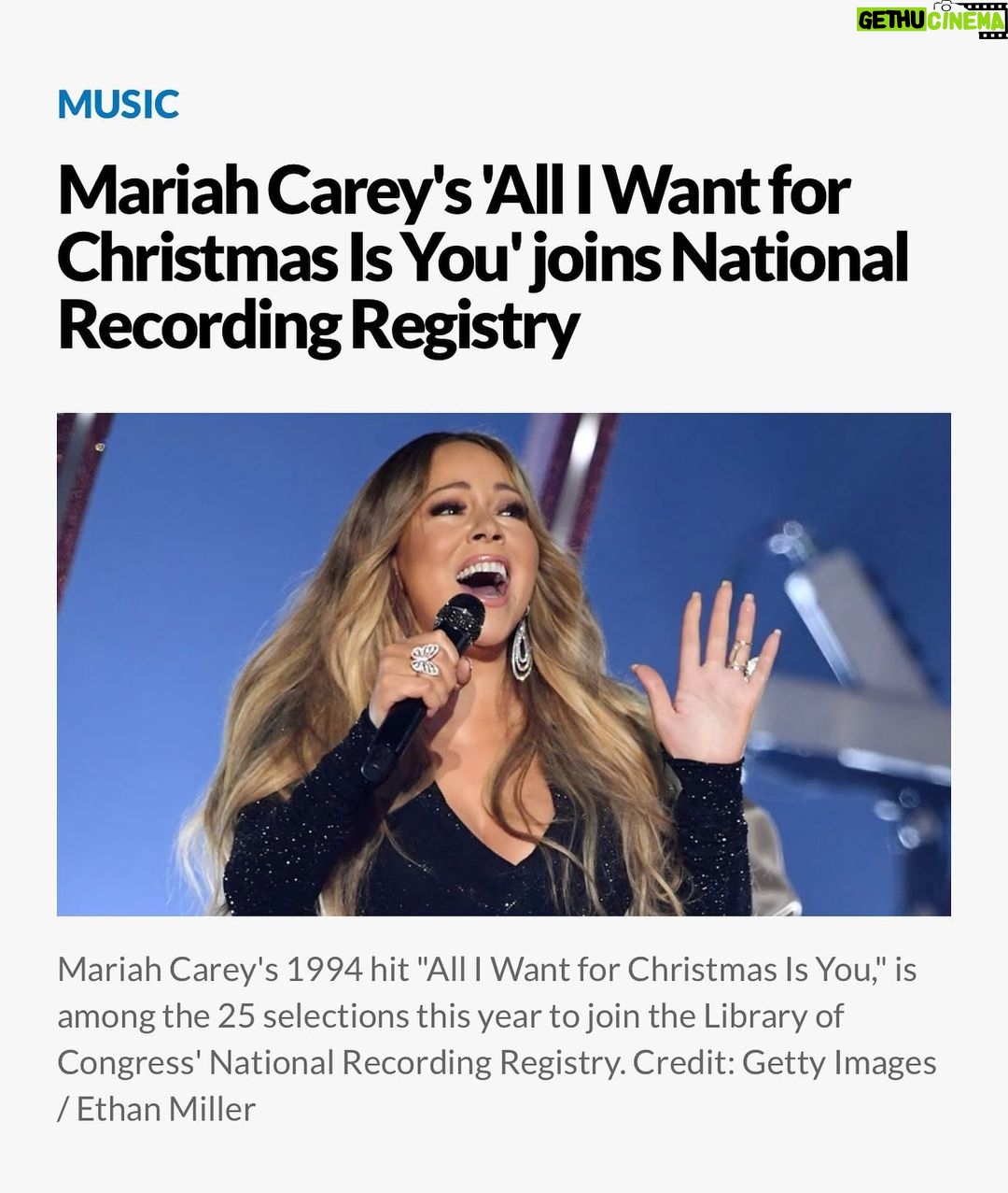 Mariah Carey Instagram - Iām honored beyond belief! I definitely did not even imagine this would happen when writing and recording this song! Thank you so much Ms. Hayden and the @librarycongress šš¦
