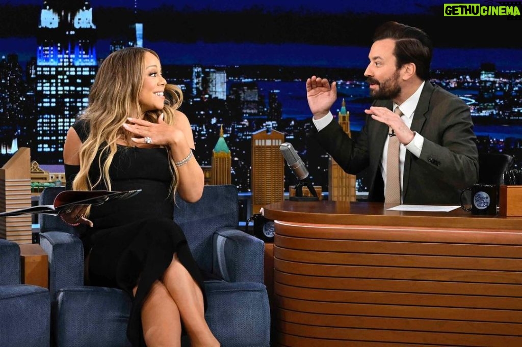 Mariah Carey Instagram - Tune in for festive moments with @jimmyfallon tonight! 💖 📷 Todd Owyoung/NBC @fallontonight
