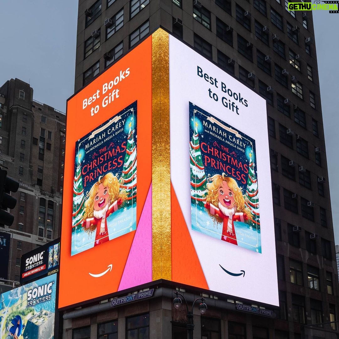 Mariah Carey Instagram - I can't believe it!!! 😭😭 Little Mariah is on a big billboard in the Big City!!! Thank you @amazonbooks!! ❤️💜💖 My new children's book, THE CHRISTMAS PRINCESS 🎄👑, is out now!