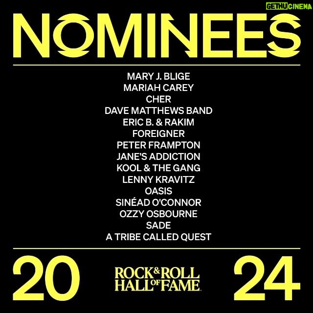 Mariah Carey Instagram - Beyond excited and thrilled to be among these legendary nominees for this year’s Rock & Roll Hall of Fame induction. Congratulations to all! @rockhall