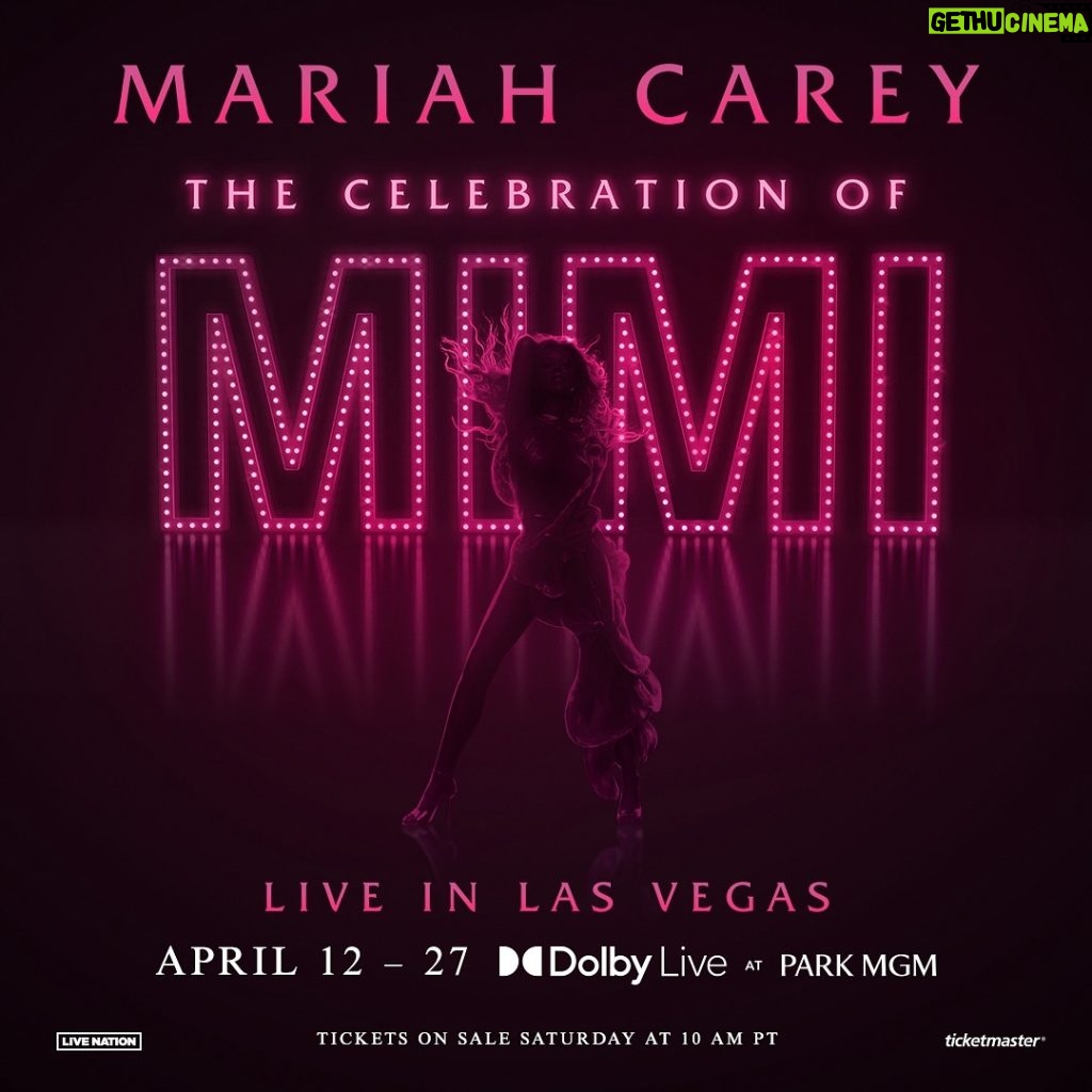 Mariah Carey Instagram - Vegas, I’m coming back to town with a new show!! 🎉🦋 ‘The Celebration of Mimi’ Live in Las Vegas, this April 12-27 at Dolby Live at Park MGM! Get your tickets Saturday at 10am PT @ ticketmaster.com/MariahVegas 🎉🦋🎙️❤️