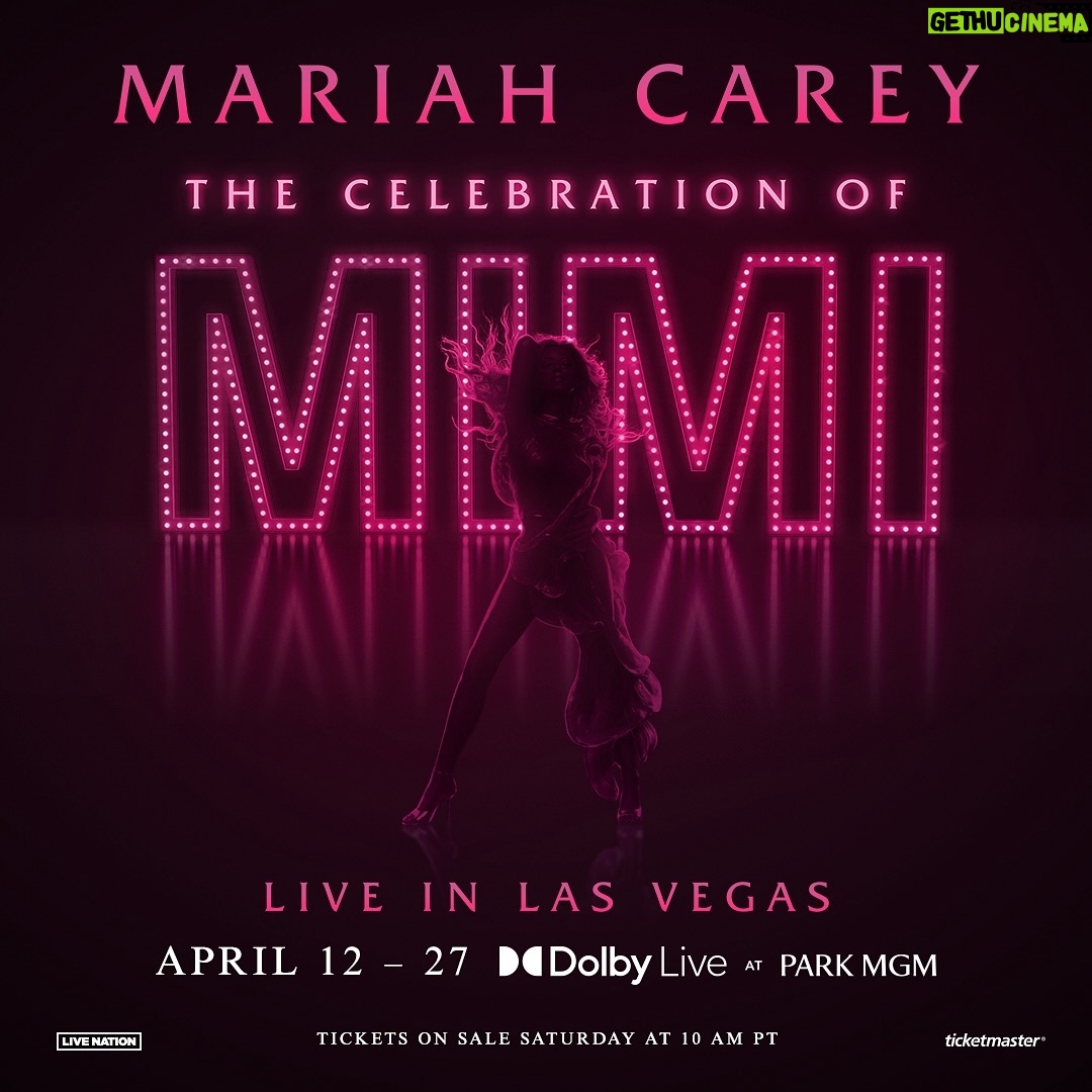Mariah Carey Instagram - Vegas, Iโm coming back to town with a new show!! ๐๐ฆ โThe Celebration of Mimiโ Live in Las Vegas, this April 12-27 at Dolby Live at Park MGM! Get your tickets Saturday at 10am PT @ ticketmaster.com/MariahVegas ๐๐ฆ๐๏ธโค๏ธ