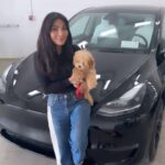 Marisol Nichols Instagram - Officially part of the Tesla family and Butterscotch is happy about it ♥️😅