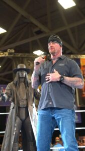 Mark Calaway Instagram - @undertaker reacts to the reveal of his brand new statue! He is now forever immortalized! #WrestleMania @tripleh @shawnmichaelswwe