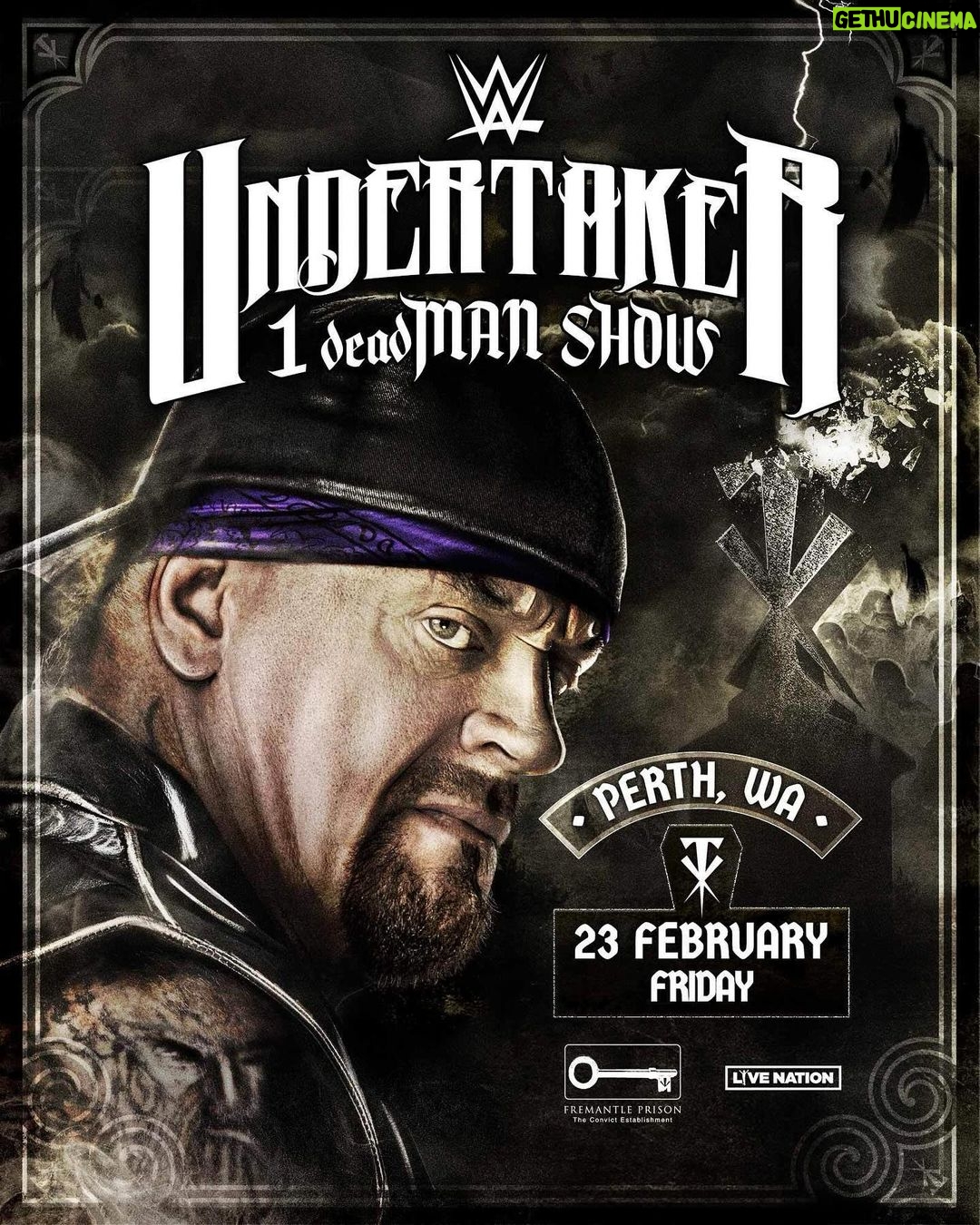 Mark Calaway Instagram - 🚨 @undertaker 1 deadMAN SHOW will take place on Friday, February 23, 2024 from Fremantle Prison in Perth, @westernaustralia! Tickets on sale 10 a.m. (AWST) Friday, December 15, 2023 from @livenationaustralia! #WWEChamber #WWEAustralia #WWE