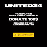 Mark Hamill Instagram - Join the resistance to a real life evil empire. #SlavaUkrainii 🇺🇦 #Repost @u24.gov.ua ・・・ UNITED24 donors can finally win one of 10 Star Wars posters signed by Mark Hamill! The UNITED24 Ambassador @markhamill has autographed ten posters featuring the legendary X-wing Fighter from the Star Wars franchise; the very same Fighter used by Luke Skywalker to destroy the Death Star, the Galactic Empire’s ultimate weapon of destruction. These posters are special, as the X-wing is presented in blue and yellow colors, facing the russian-themed Imperial fleet. You can win one of these posters! We will raffle off the first five among those who donate $100 or more in support of Ukraine. Another five posters are guaranteed to those who donate $10,000 or more. Mark Hamill hasn’t signed any souvenirs since 2017, making an exception only for UNITED24. These posters are real finds for any Star Wars fan. The draw will run from February 17 to March 24, 2023 (00:00 GMT-8). You can make a donation and participate here: u24.gov.ua/dronation (active link in bio UNITED24). All funds raised will be used to purchase RQ-35 Heidrun reconnaissance drones, which will help Ukrainian defenders resist the enemy. Once again, we thank Mark, as well as illustrator Justin Aram, for their support. Good luck to everyone. May the Force be with you!