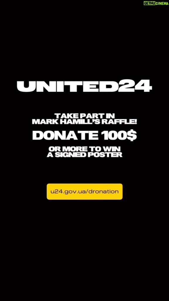 Mark Hamill Instagram - Join the resistance to a real life evil empire. #SlavaUkrainii 🇺🇦 #Repost @u24.gov.ua ・・・ UNITED24 donors can finally win one of 10 Star Wars posters signed by Mark Hamill! The UNITED24 Ambassador @markhamill has autographed ten posters featuring the legendary X-wing Fighter from the Star Wars franchise; the very same Fighter used by Luke Skywalker to destroy the Death Star, the Galactic Empire’s ultimate weapon of destruction. These posters are special, as the X-wing is presented in blue and yellow colors, facing the russian-themed Imperial fleet. You can win one of these posters! We will raffle off the first five among those who donate $100 or more in support of Ukraine. Another five posters are guaranteed to those who donate $10,000 or more. Mark Hamill hasn’t signed any souvenirs since 2017, making an exception only for UNITED24. These posters are real finds for any Star Wars fan. The draw will run from February 17 to March 24, 2023 (00:00 GMT-8). You can make a donation and participate here: u24.gov.ua/dronation (active link in bio UNITED24). All funds raised will be used to purchase RQ-35 Heidrun reconnaissance drones, which will help Ukrainian defenders resist the enemy. Once again, we thank Mark, as well as illustrator Justin Aram, for their support. Good luck to everyone. May the Force be with you!