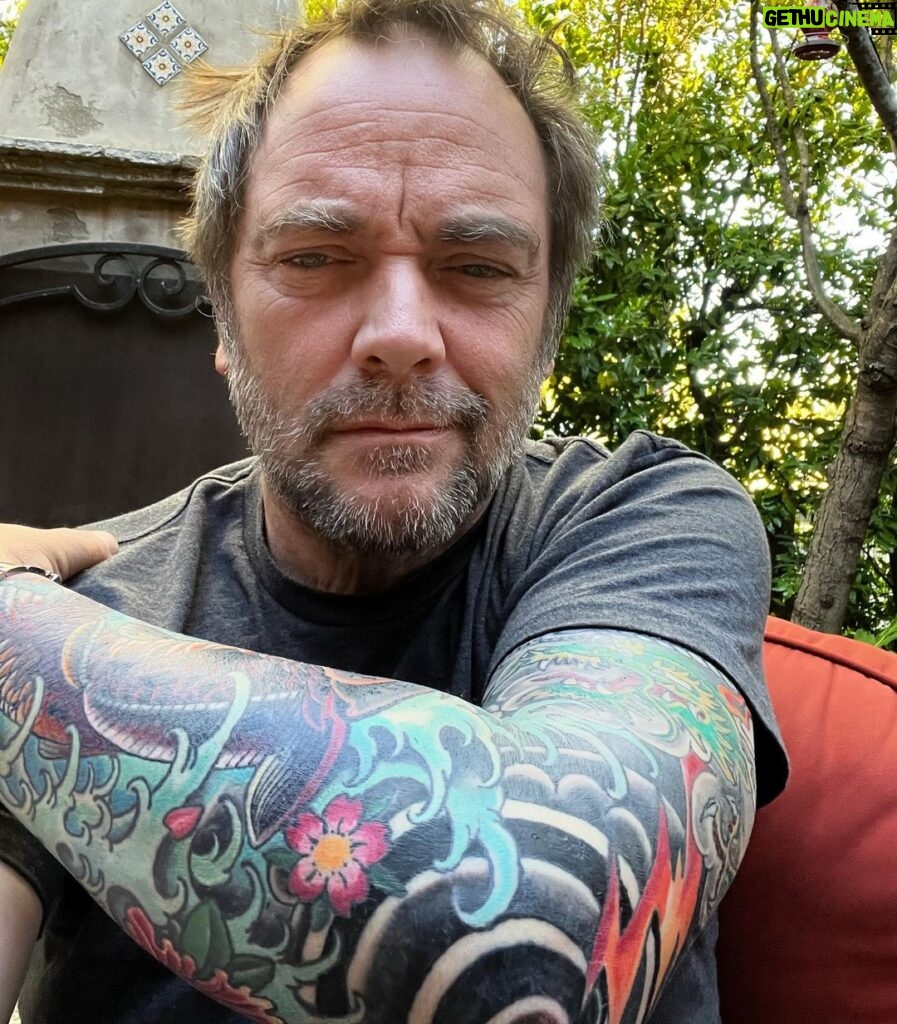 Mark Sheppard Instagram - Grinding away with @kevin_f_quinn @1111ad_tattoo Moving up into the dragon… #spnfamily 1111 AD, INC