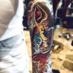 Mark Sheppard Instagram - Beautiful finished Koi by @kevin_f_quinn @1111ad_tattoo Moving toward the completion of my sleeve!